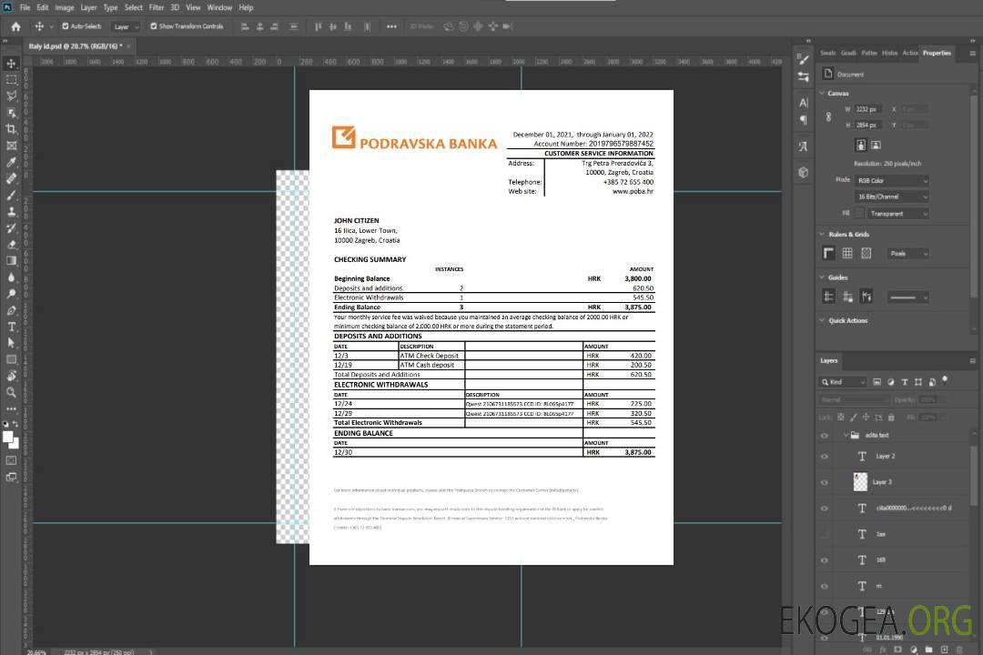 Croatie Podravska banka relevé xls template Croatie Podravska banka relevé xls template